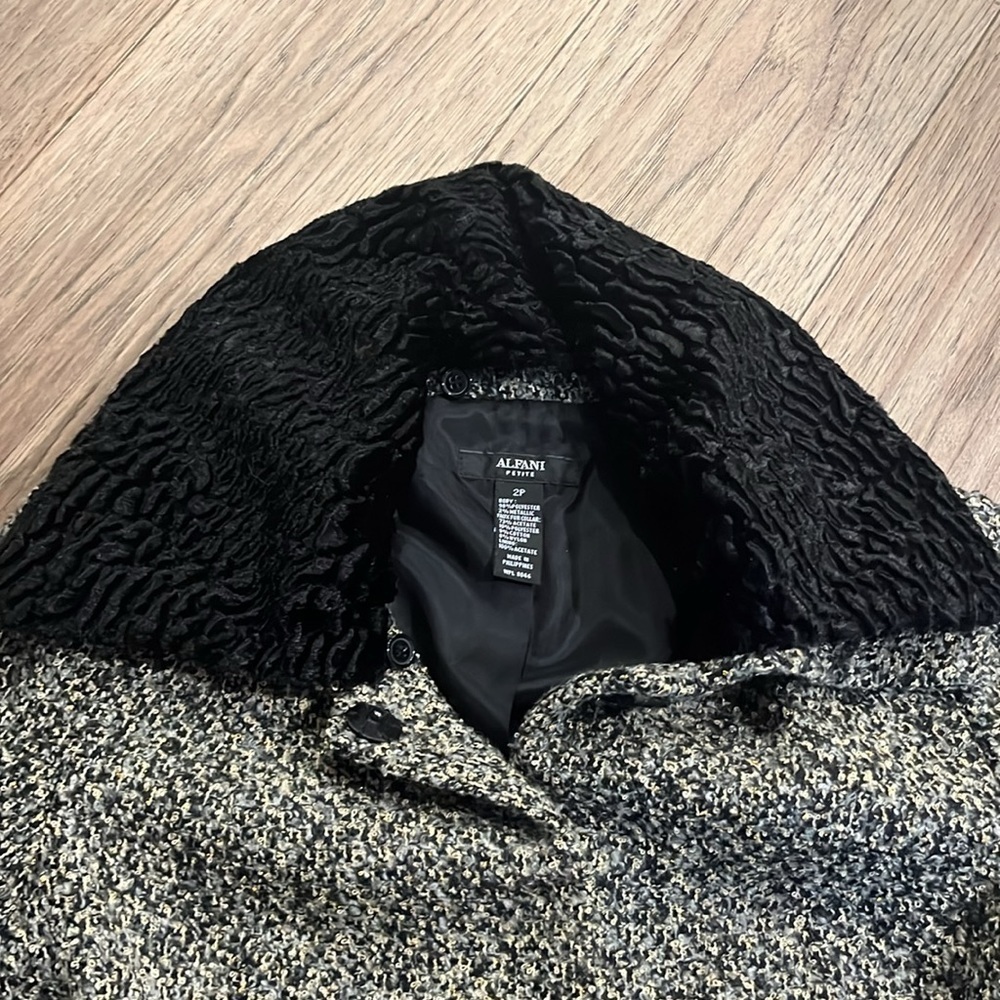 NWT ALFANI tweed blazer jacket with belt, size 2P - Picture 3 of 8